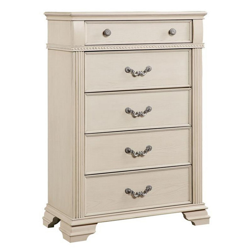 Commode 5 tiroirs Althena, Blanc