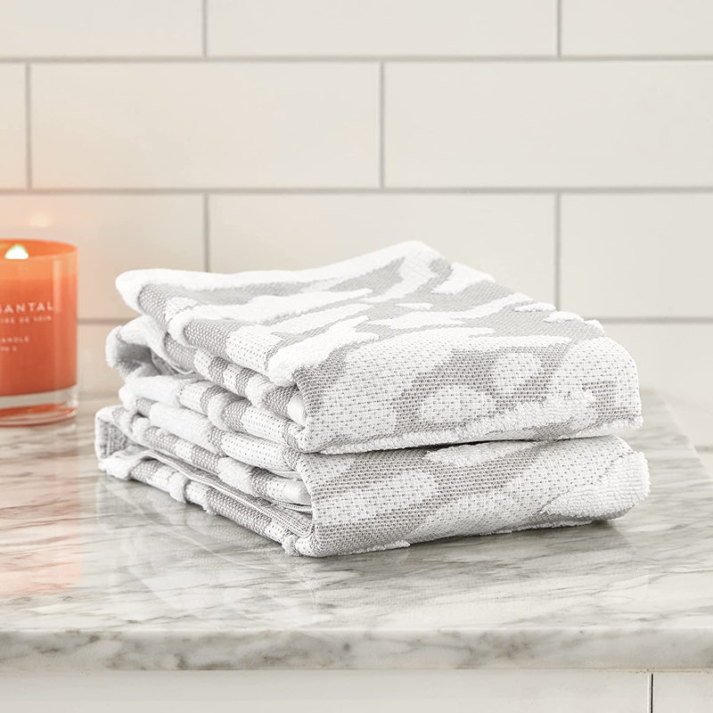 Hayllie Cotton Hand Towel Set, Silver