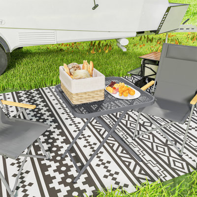 Table de patio pliante d'extérieur, table de bout en rotin