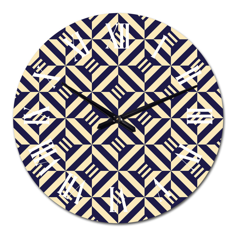 Rayures géométriques beiges et noires - Horloge murale à motifs, Moyen