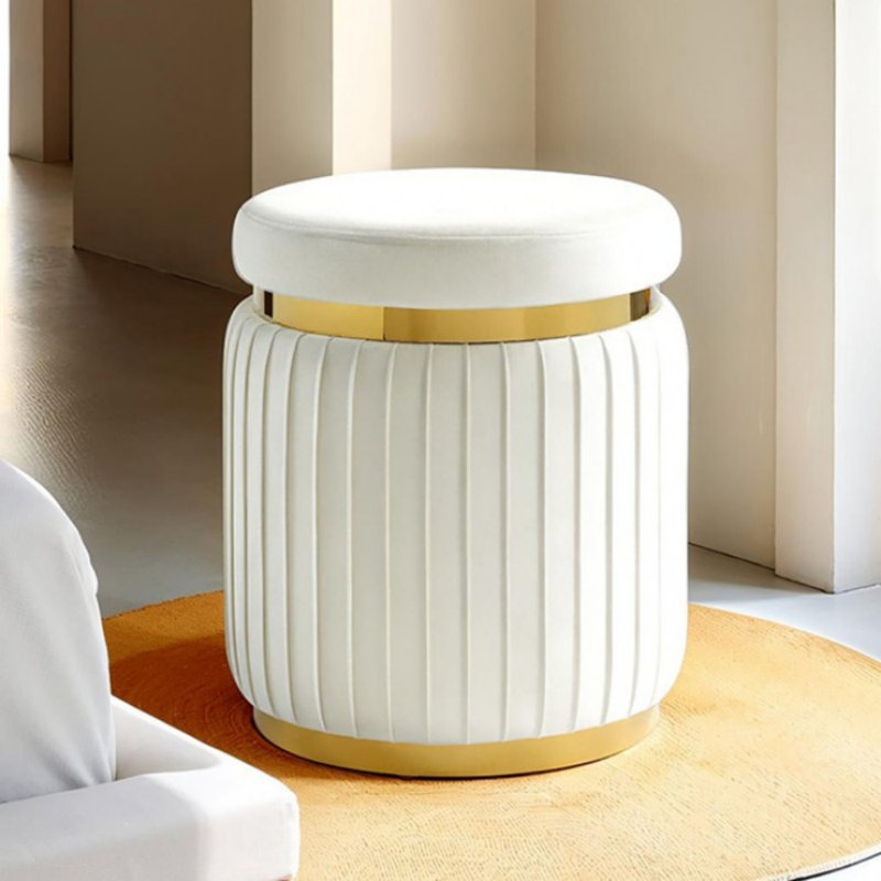 Tabouret Stevenson, Blanc / Doré