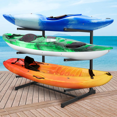 Kayak Storage Rack, Freestanding Heavy Duty 3-Tier Rack for Kayaks Canoes SUP Paddleboards