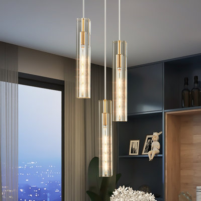 Modern 3-Light Gold Cluster Pendant Light