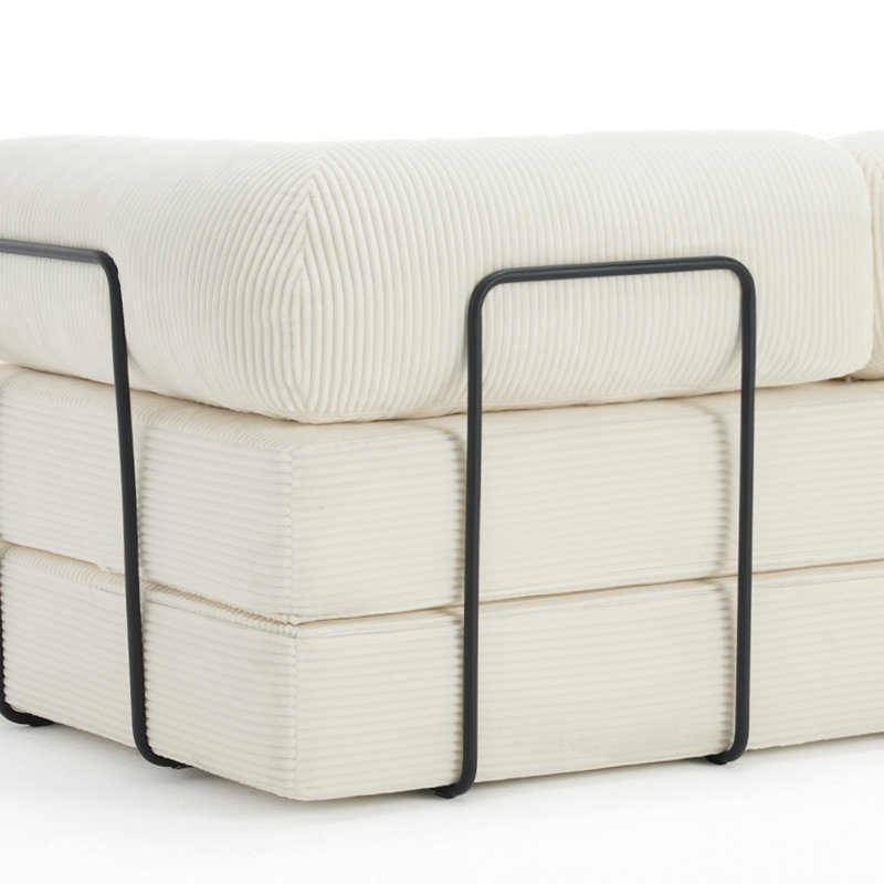 Canapé-lit rembourré convertible en velours côtelé à compression sans os - canapé de plancher pliable sans assemblage, Beige