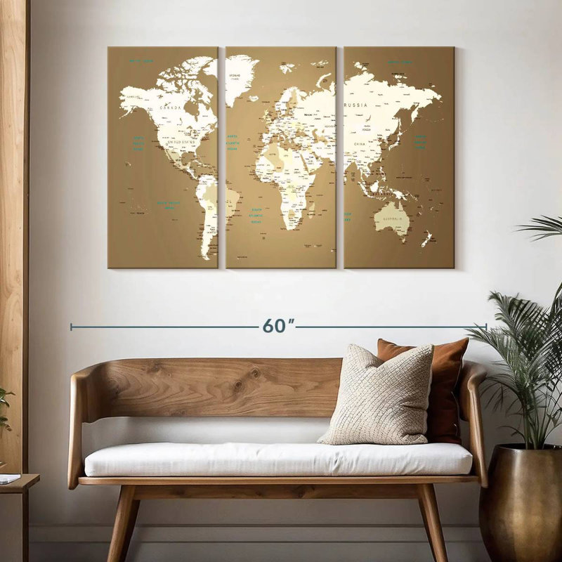Aliaz World Map Masterpiece I, 32" H x 50" W