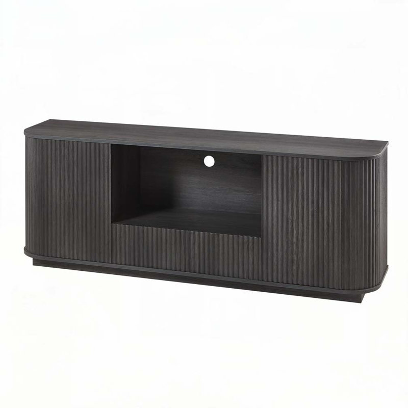 Armoire de rangement Wavy Design avec 2 portes et 1 tiroir, Noir
