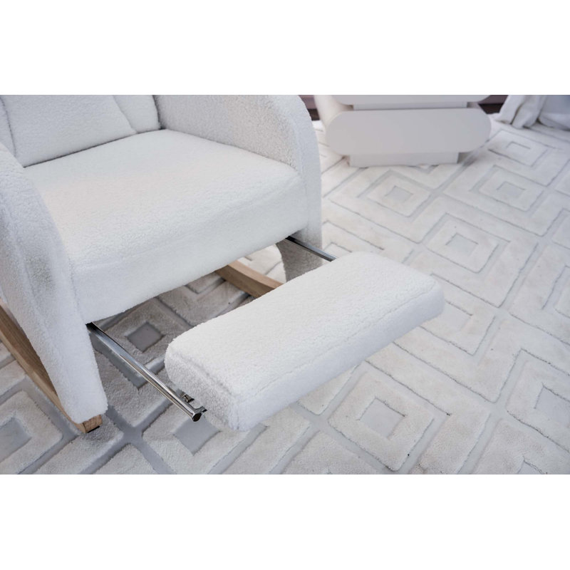 Chaise berçante en coton et lin, Ivoire 1