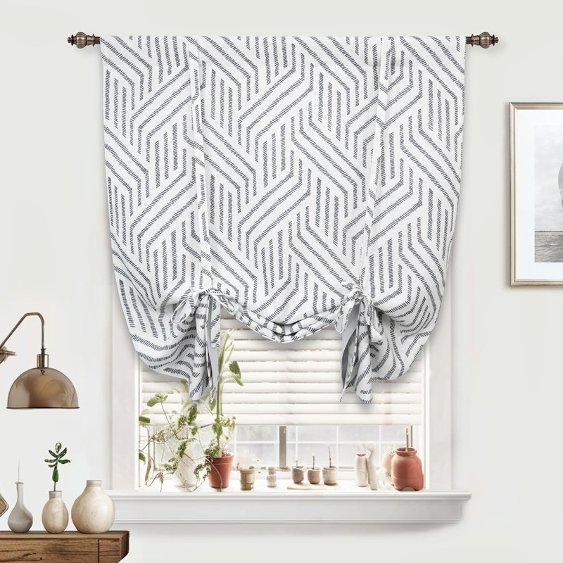 Gundeline Linen Blend Blackout Single Curtain Panel, Black/Beige, 39" W x 55" L