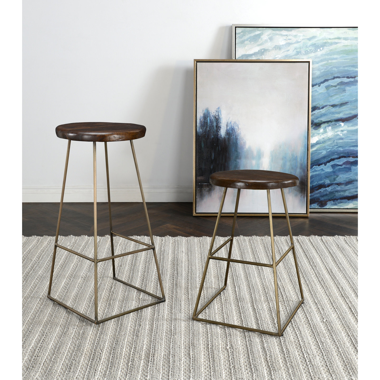Anastasia Solid Wood Bar & Counter Stool, Black/Natural Brown, Bar Stool (30” Seat Height)