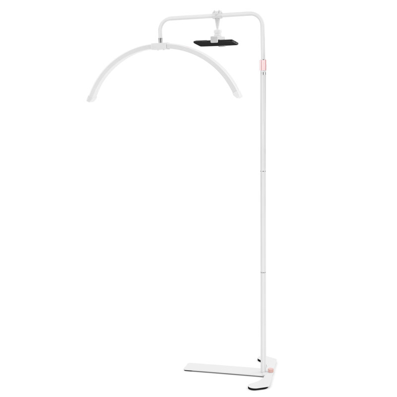  Lampe sur pied à luminosité et hauteur réglables pour extension de cils, lumière de beauté demi-lune avec support pour téléphone