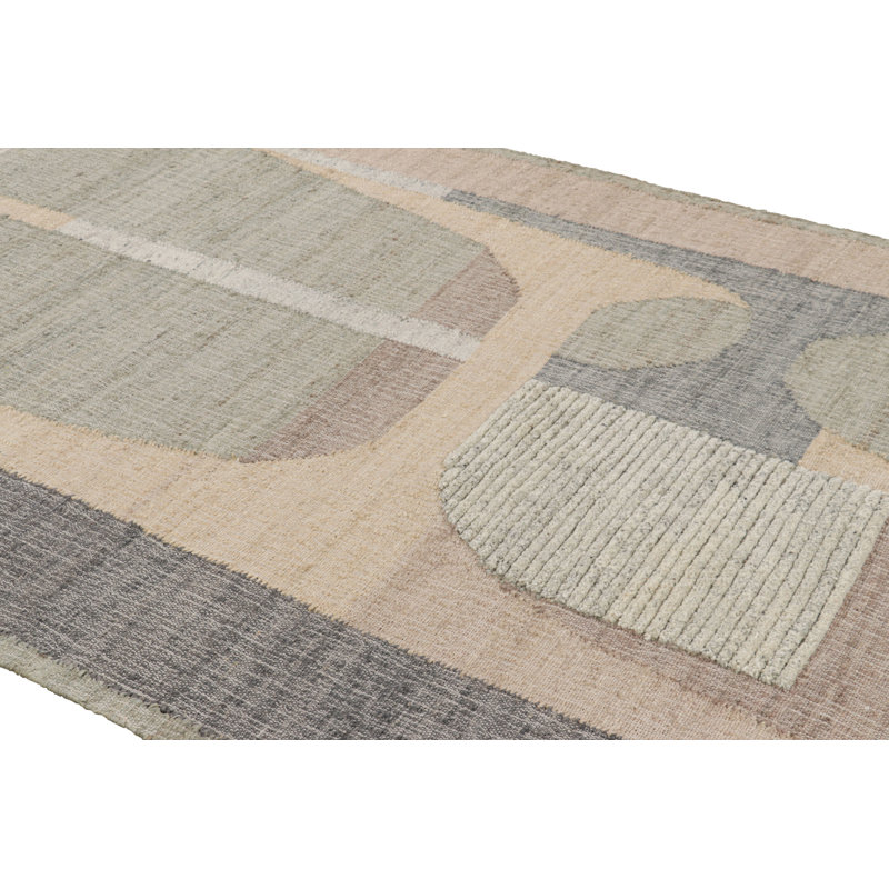 Rug & Kilim’S Flatweave Rug In Beige With Brown, Gray & Green Geometric Patterns, Rectangle 6' x 8'