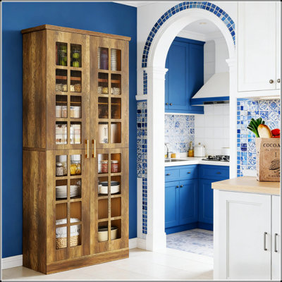 Tall Adjustable Storage Cabinet for Kitchen, Spacious and Versatile Pantry Organizer with Durable Construction