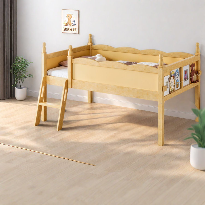 Lit mezzanine simple sécuritaire avec rangement, chambre d'enfant en bois aggloméré moderne et compact
