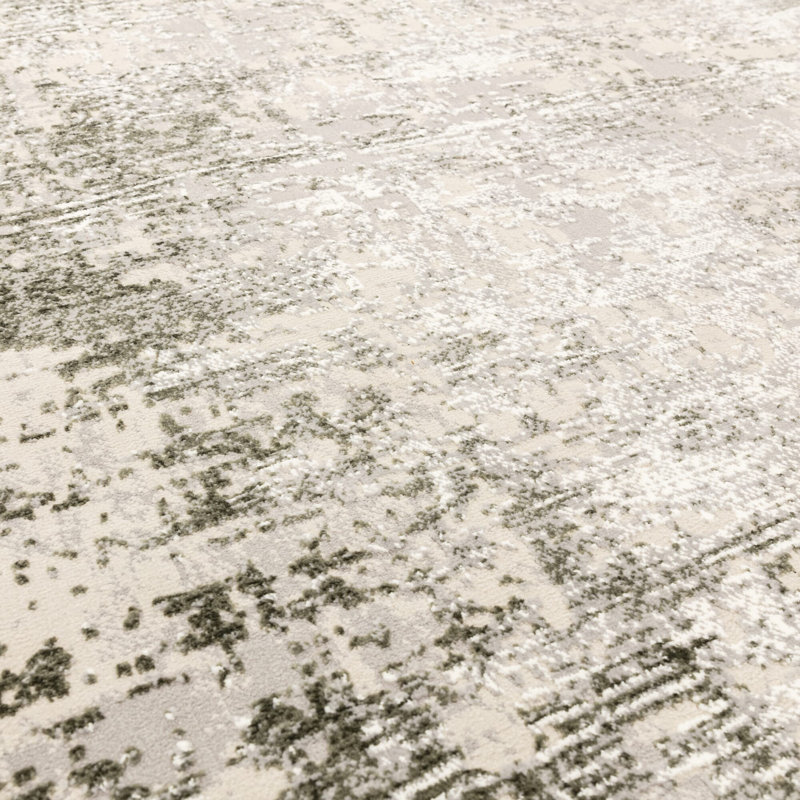 Abrienne Soft Shiny Border Green/Grey Rug, Rectangle 240 x 340cm