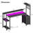 55"W Gaming Desk With Recessed Power Outlets,computer Desk With 3-tier Fabric Drawers, Gaming Desk With Cpu Stand And Led Lights,home Office Desk With Spacious Storage Shelf And Versatile Hooks-145170738