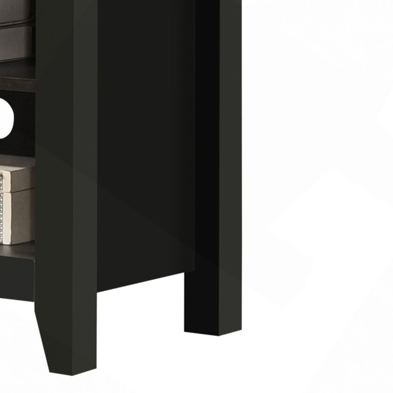 Meuble télé l 70 po avec tablettes ouvertes et gestion des câbles, Noir