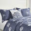 Literie réversible 4 pièces en coton bleu marine avec broderie, rembourrage matelassé double / grand, facile à nettoyer