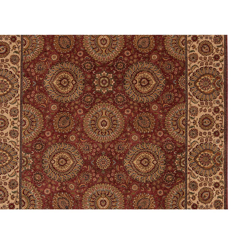 Tapis unique en laine noué à la main de 8 pi 9 po x 11 pi 9 po beige / brun / rouge