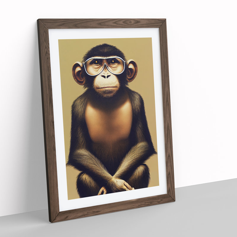Splendid Monkey - Framed Print, 34cm H x 25cm W x 2cm D, Brown Framed