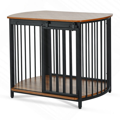 31.5" Furniture Style Dog Crate For Small And Medium Dogs, Wooden Cage Indoor Kennel Furniture, Modern Dog Crate End Table With Double-Doors, Brown