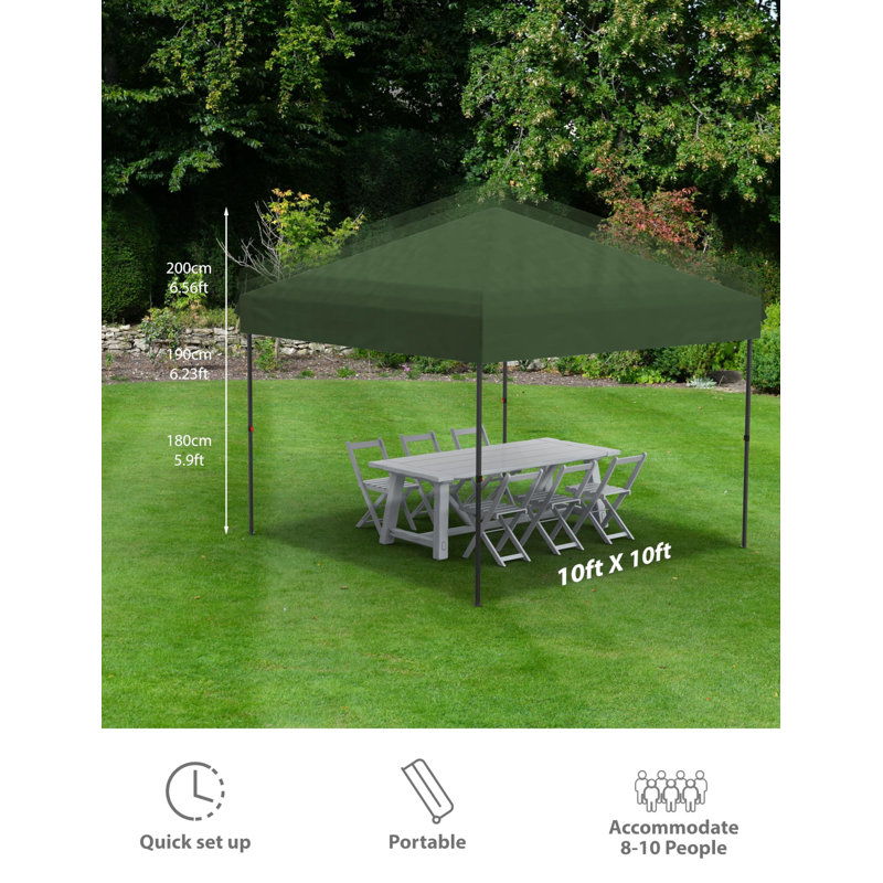 Feet Instant Pop-Up Canopy Tent, 1 Removable Sidewalls Rectangular, Green