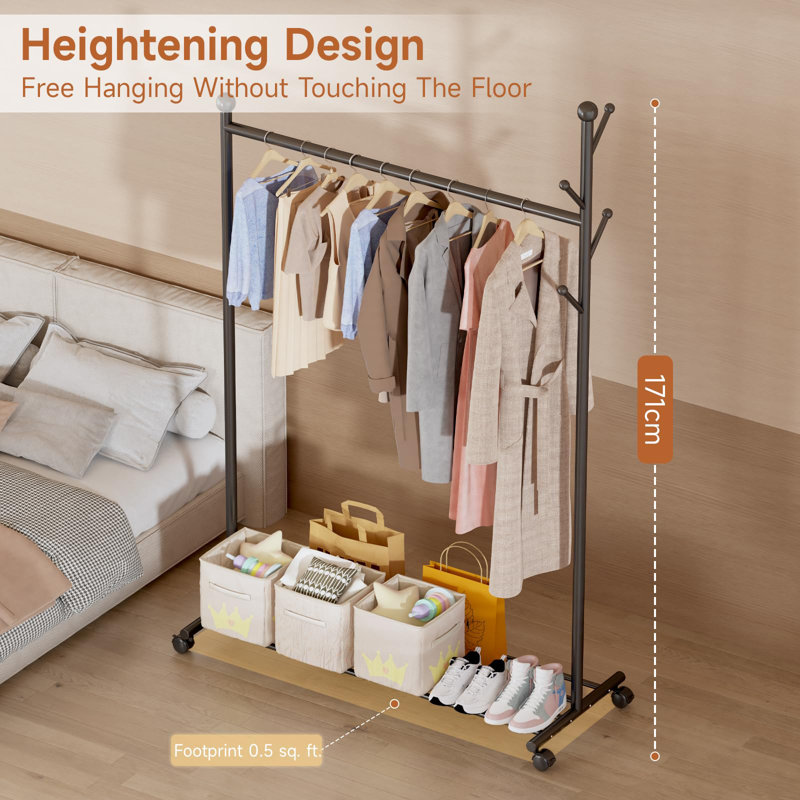 105cm Rolling Clothing Rack, Brown