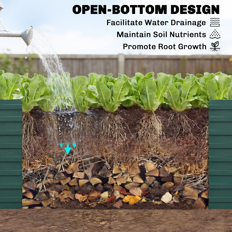 Ensemble de 2 jardin surélevé galvanisé 6 x 3 x 2 pi, vert, Vert