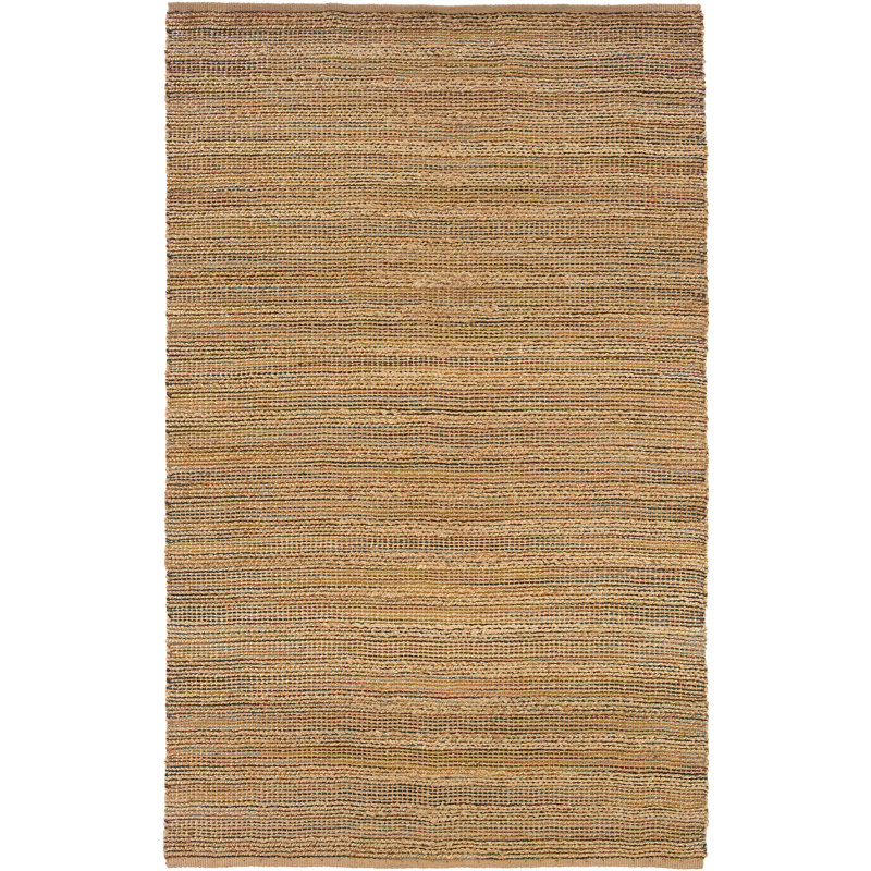 Modern Farmhouse Handmade Natural Fiber Jute Indoor Area Rug with Cotton Backing, Rectangle 7'9" x 9'9", Tan/Multicolor