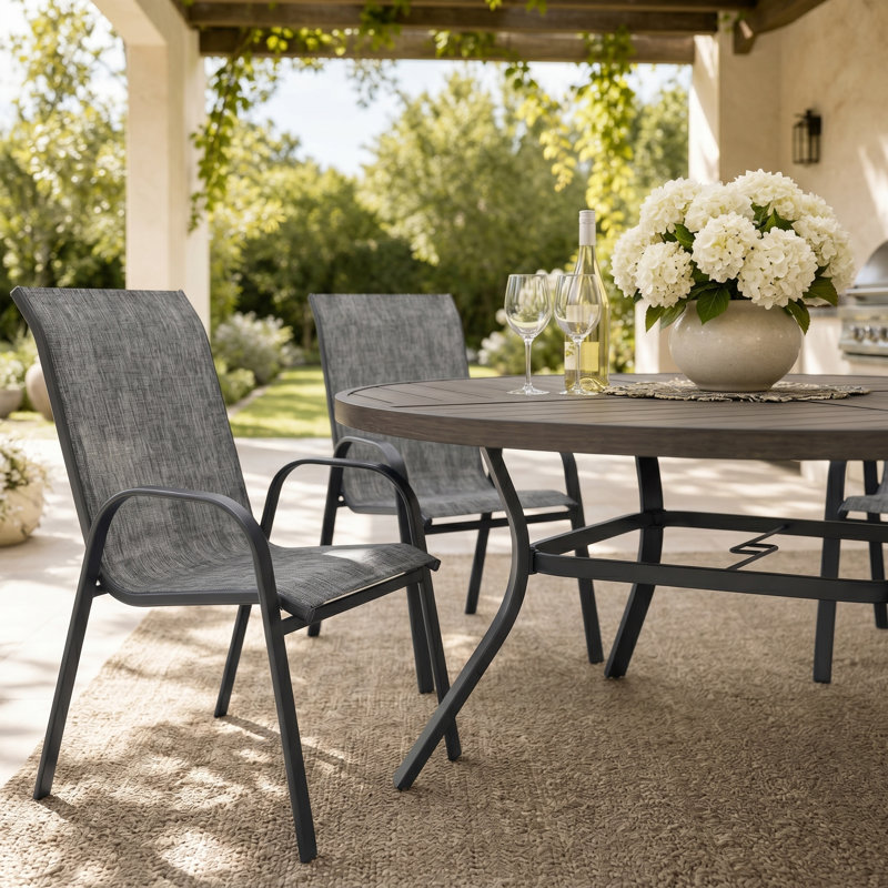 Ashville avec chaises empilables en textilène, Brush Wood Grey/Grey
