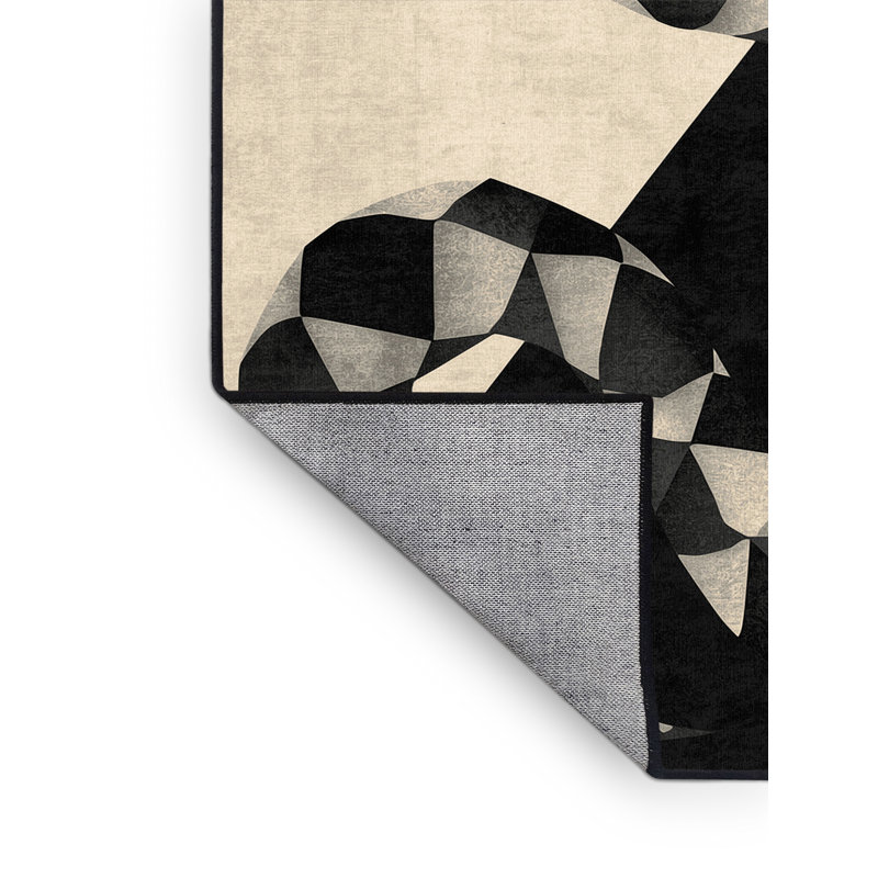 Tapis géométrique moderne noir lavable à la machine Pavnesh Snake, 7 x 9
