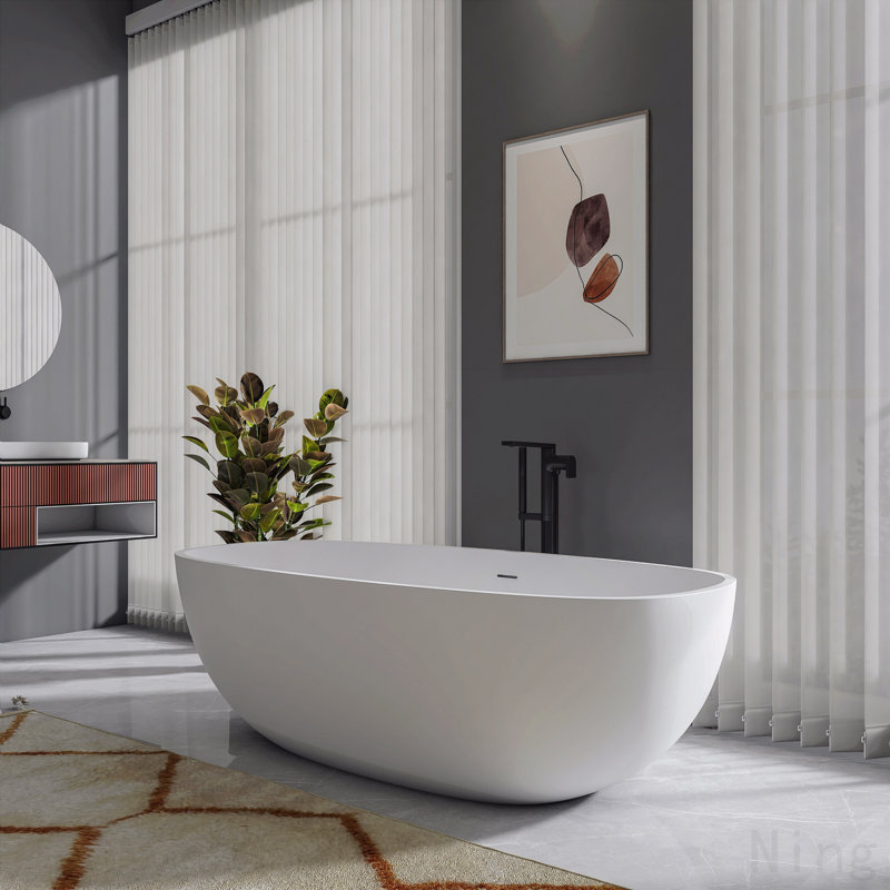 71 Inch Freestanding Solid Surface Soaking Bathtub