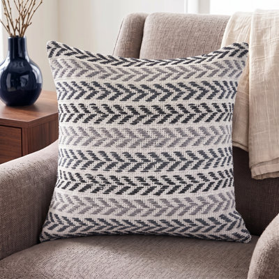 Hand Woven Chevron Textured 100% Cotton Throw Pillow Cover