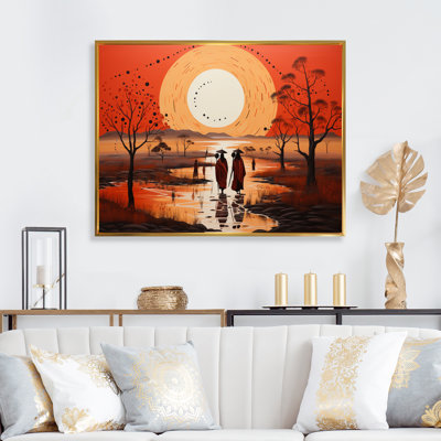 Western Desert Nomads Pointillism Landscape, reproduction d'art sur toile