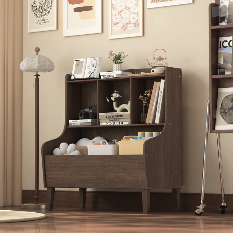 Bibliothèque moderne en bambou sur pied, meuble de rangement pour bureau à domicile, Browm