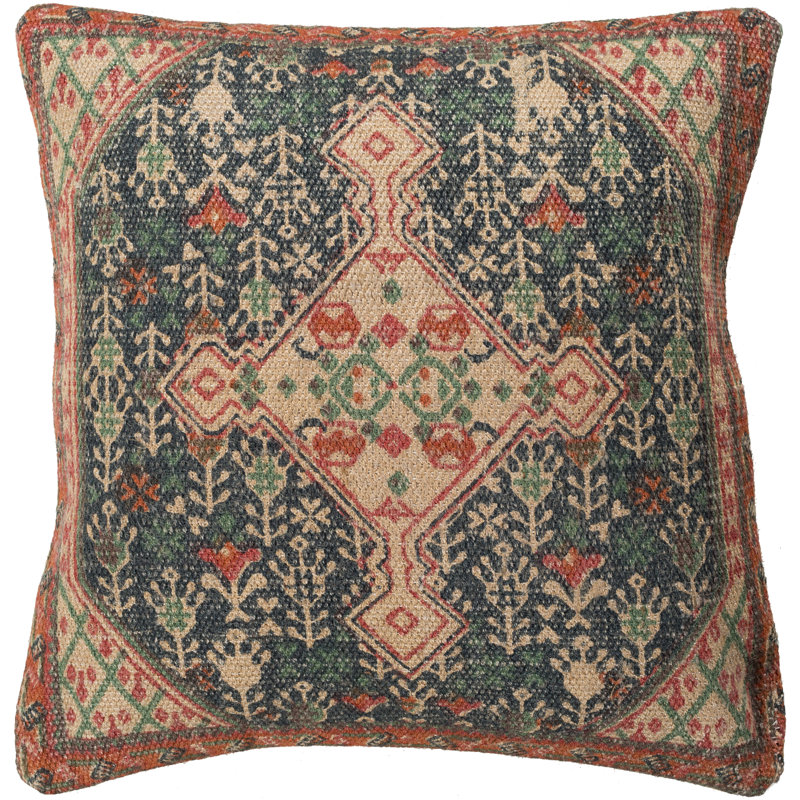 Shadi Cotton Throw Pillow, 18" x 18", Green, Pillow Cover Only