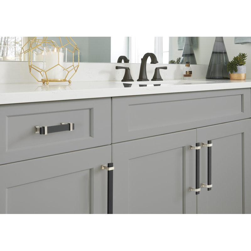 Overton Bar Pull, Brushed Matte Black/Satin Nickel, 5 1/16" Centre to Centre