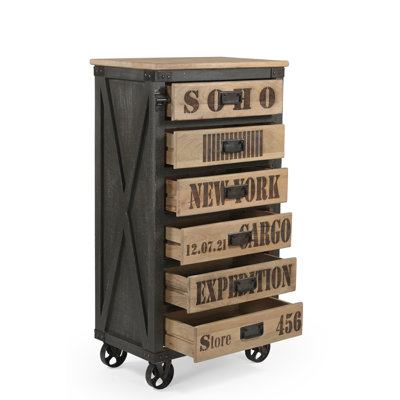 Solid Wood 70 cm W Chest of 6 Drawers
