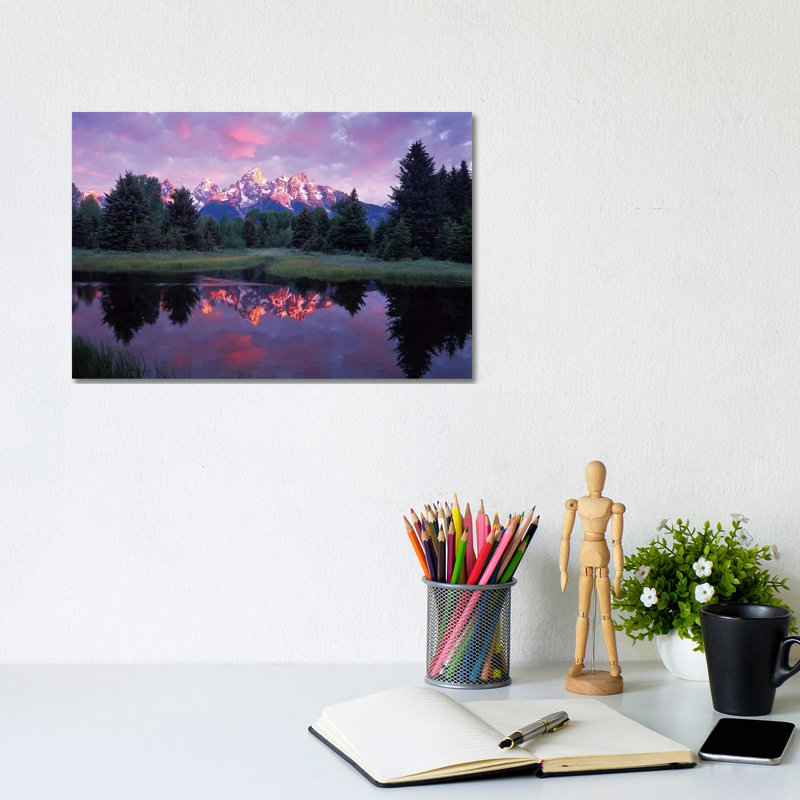 Teton Range At Sunrise, Schwabacher Landing, Grand Teton National Park, Wyoming by Tim Fitzharris - Print on Canvas