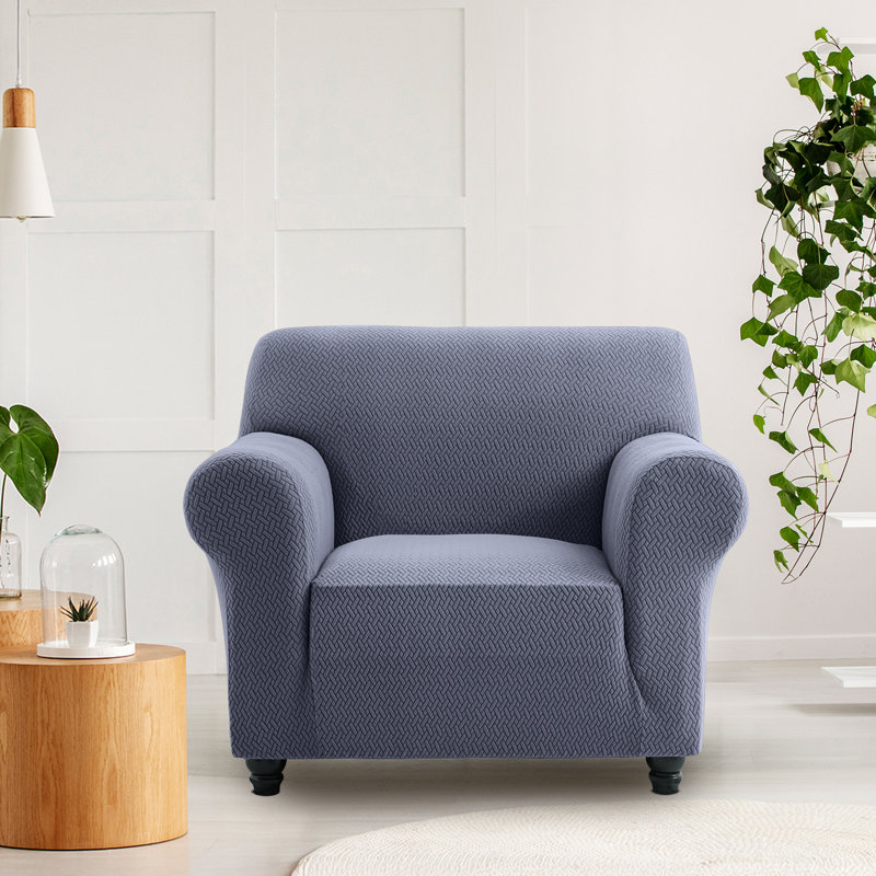 Premium Stretch Spandex Sofa Cover - Durable, Stylish & Easy-Fit Slipcover, Blue/Grey, 179cm H x 165cm W - (1 Seater)