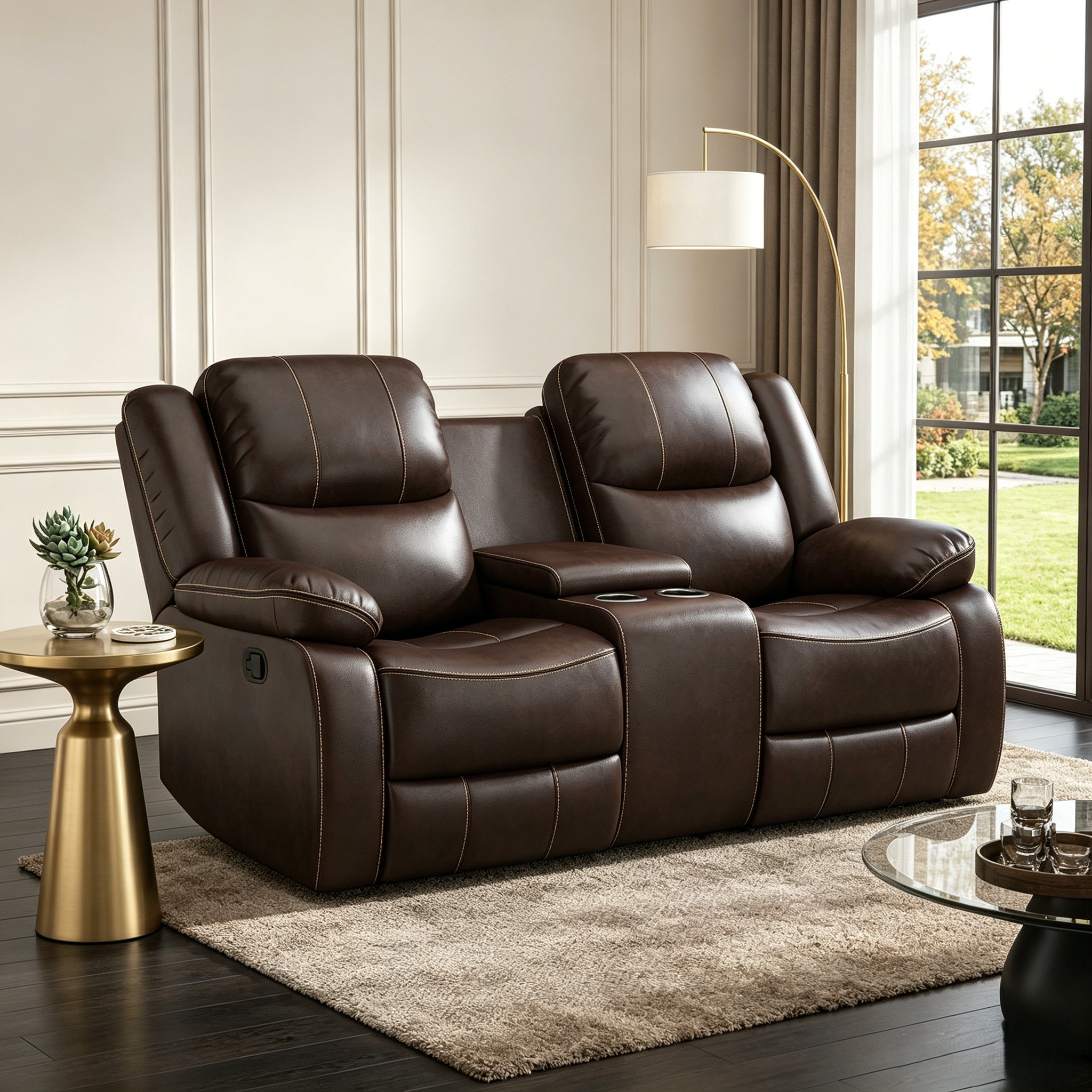 Latitude Run® 72.8" W Faux Leather Upholstered Reclining Loveseat with ...