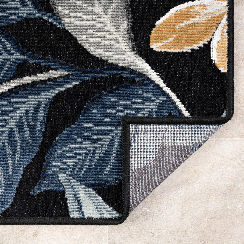 Tropical Leaf Area Rug, Rectangle 5' x 7'