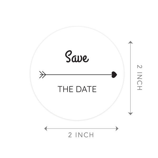 Andaz Press Save The Date Sticker, Arrow Heart Design, Save The Date Seals for Wedding Invitations, 120-Pack, White