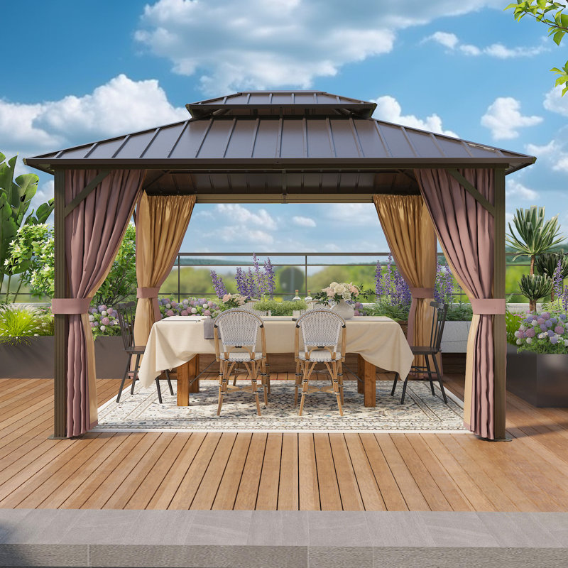 Abri de jardin extérieur en aluminium 12 pi x 10 pi, Brun, 12 pi x 10 pi