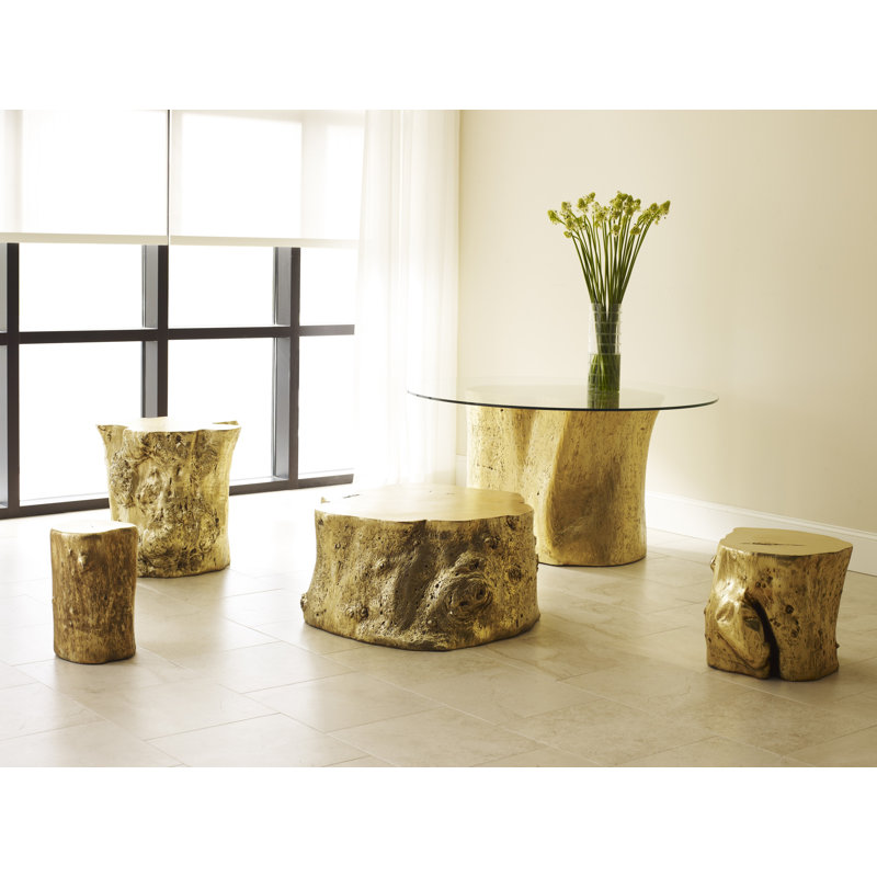 Large Gold Leaf Resin Log Storage Stool