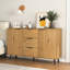 Armoire de rangement pour la cuisine, 47,2 po avec de grands tiroirs et portes, couleur bois naturel et rangement de buffet durable, abat-jour 3 2, ferme