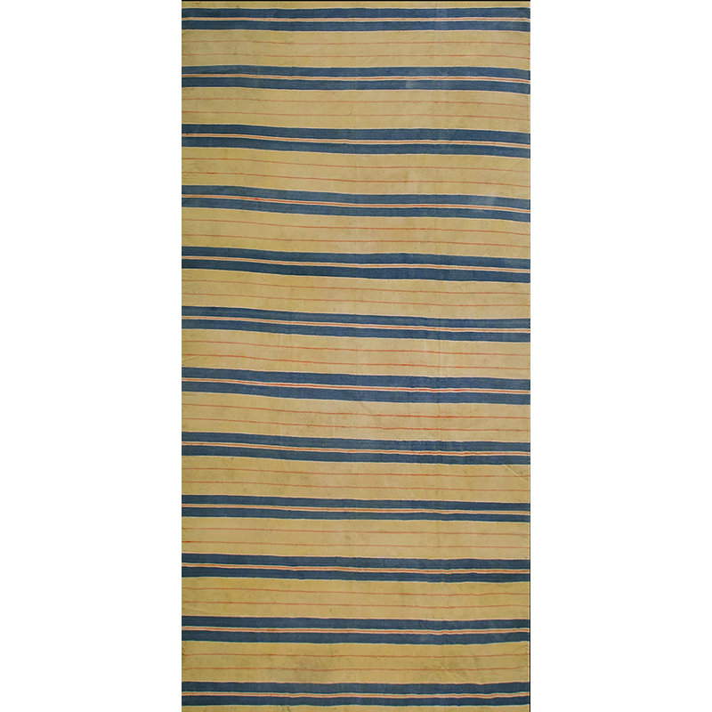 Antique Cotton Dhurrie Allover Striped Flat Weave Wide Gallery Rug