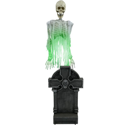 Haunted Hill Farm Motion Activated Floating Skeleton Ghost Over Tombstone by Tekky, Battery Operated