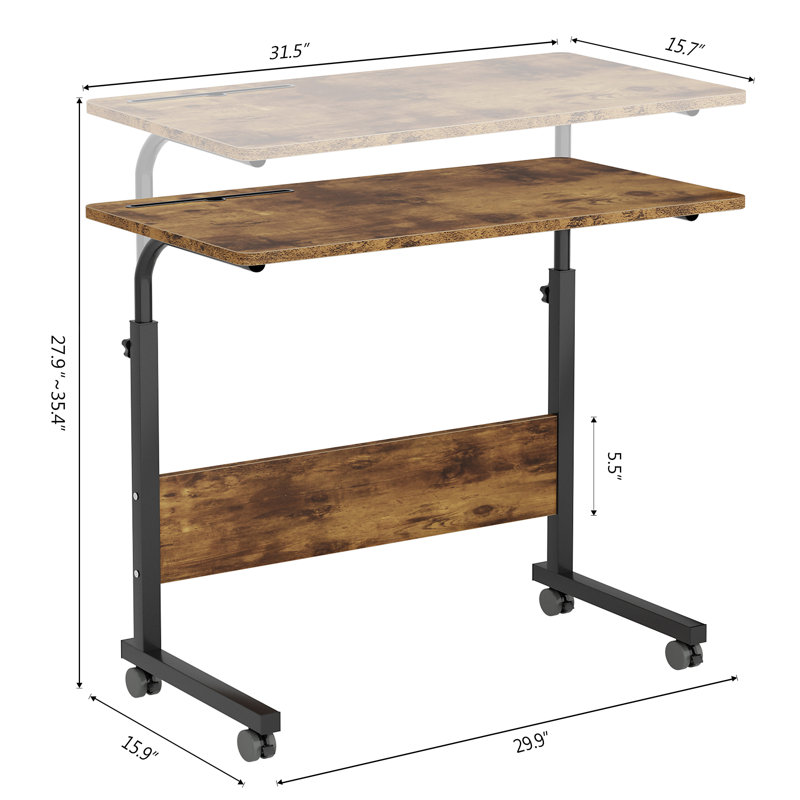 White Adjustable Height Standing Desk with Wheels and MDF Top