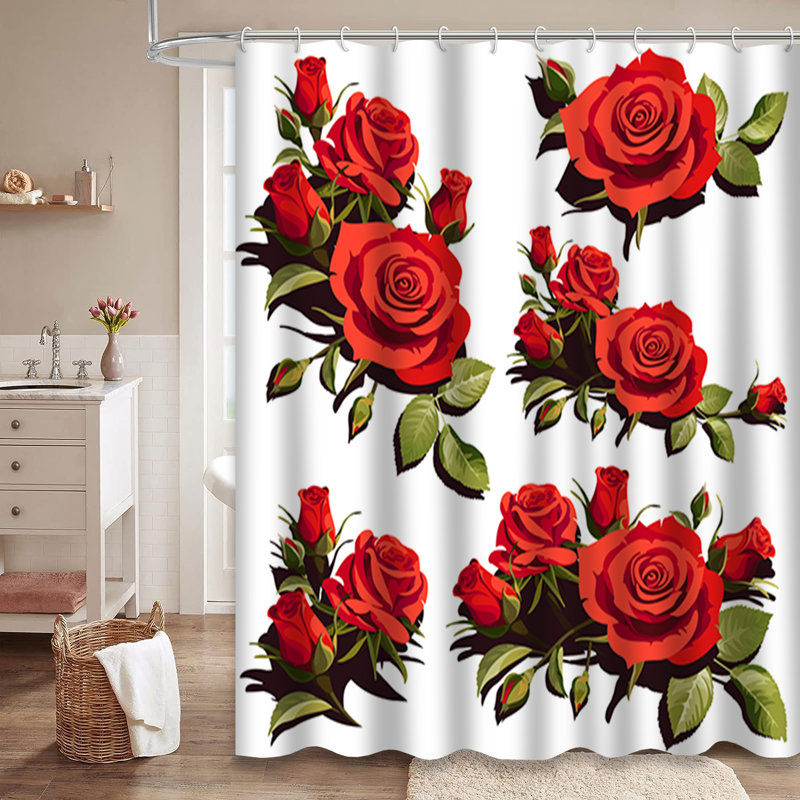 Rideau de douche Red Roses, L 72 po x l 84 po