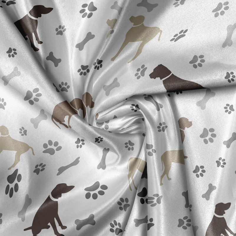 Rustic curtain, paw print and bone, umber beige gray